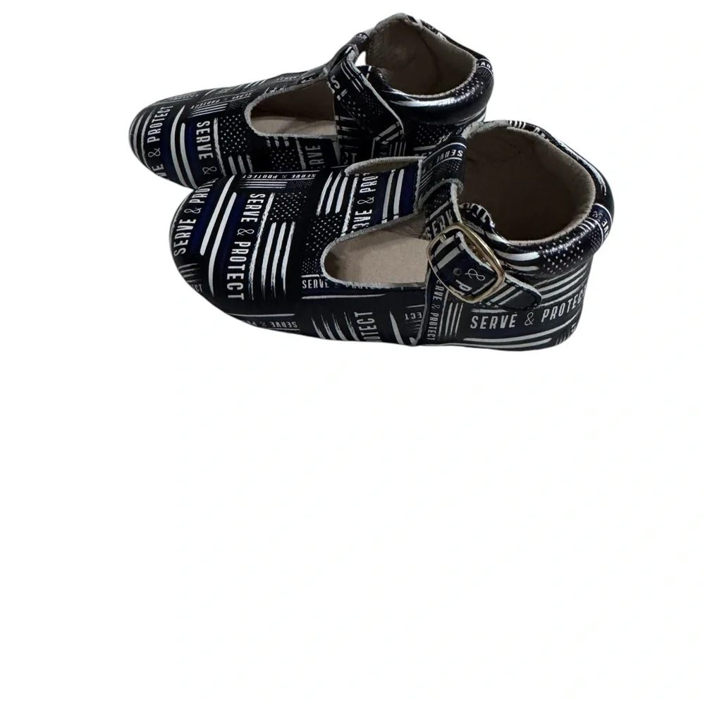 Monkey Feet Navy and White Baby Shoes